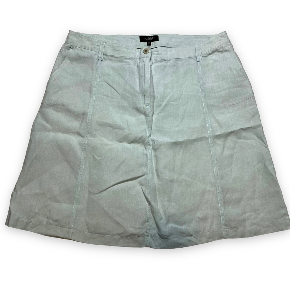 Talbots Linen Aline Skirt Size 18 Mint Green Summer